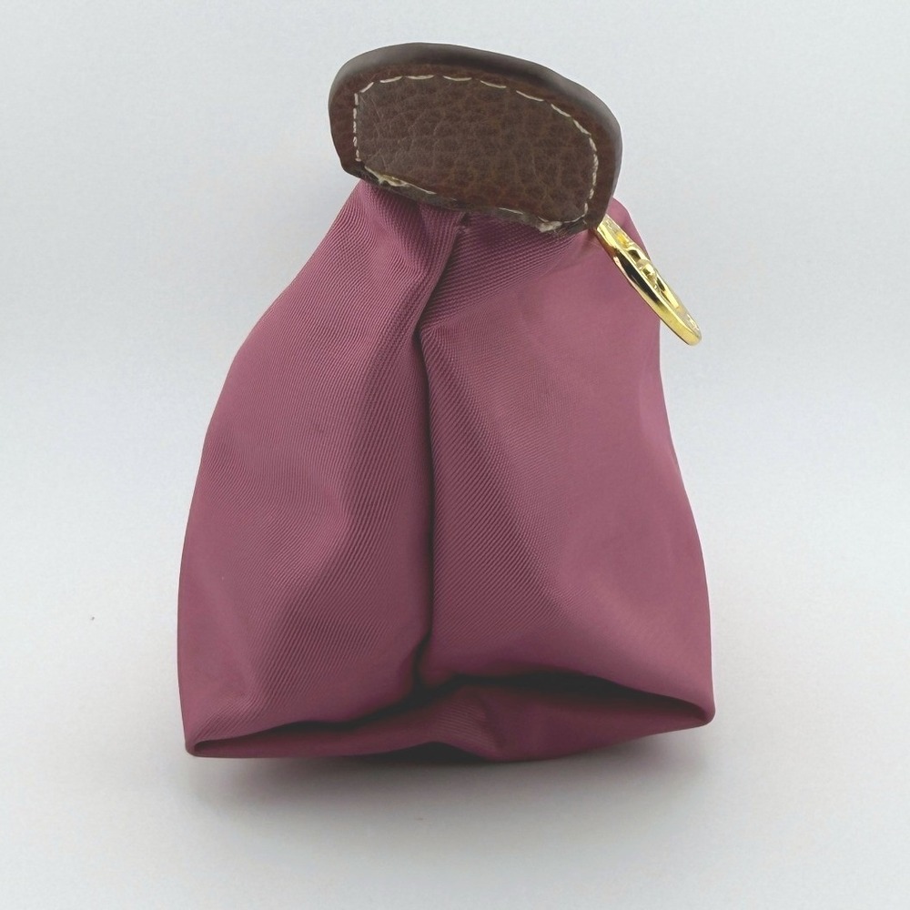 Longchamp Le Pliage Coin Purse Pink Mauve Nylon Leather Trim Zip Pouch Mini - Picture 4 of 11